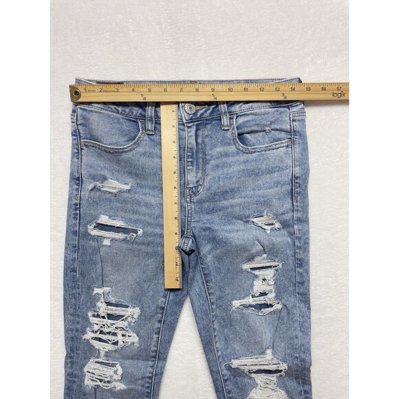 American Eagle Jegging Size 6 Women's Patched Distressed High-Rise Stretch Jeans - Picture 3 of 10